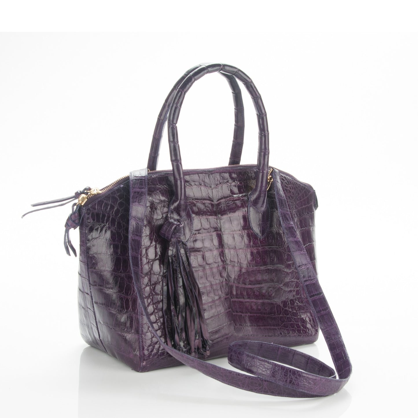 Crocodile Medium Dome Satchel Purple
