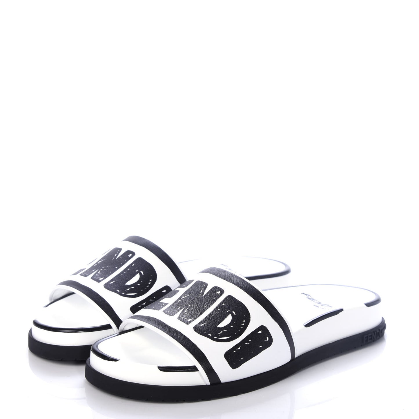 X JOSHUA VIDES Roma Calfskin Fussbetts Slide Sandals 35 Snow White Black