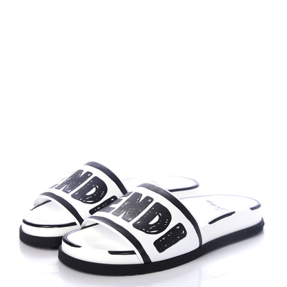 Fendi X JOSHUA VIDES Roma Calfskin Fussbetts Slide Sandals 35 Snow White Black 3 of 10