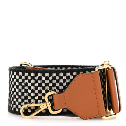 Fendi Ribbon Vitello King Logo Embossed Gingham Woven Adjustable Strap You Panna Black Cuoio 1 of 9