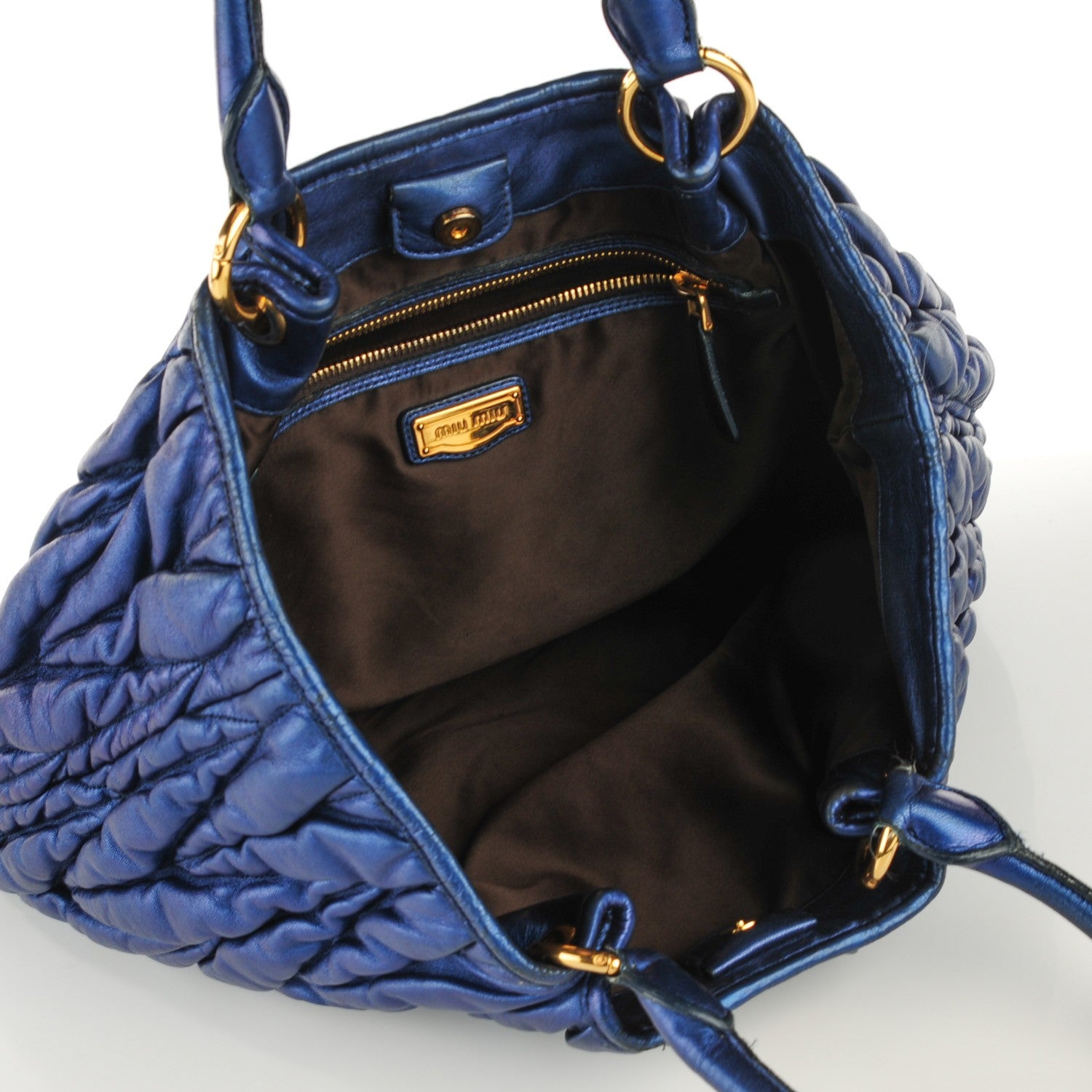 Miu Miu Nappa Matelasse Tote Blue 8 of 8