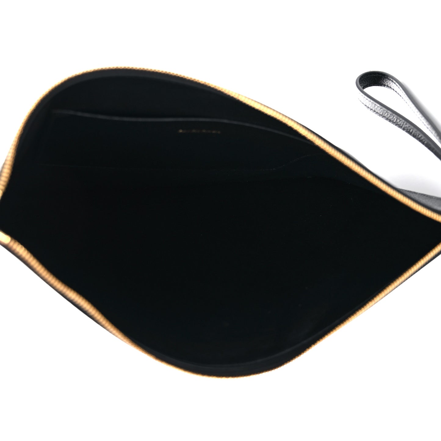 Calfskin Logo Medium Cash Pouch With Handle Black White