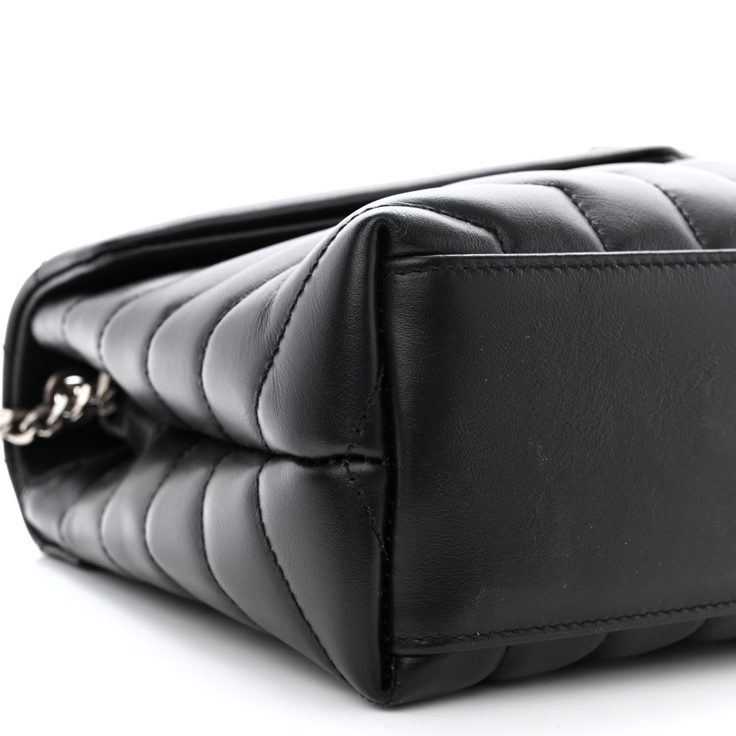 Saint Laurent Calfskin Y Quilted Monogram Small Loulou Chain Satchel Black 9 of 10