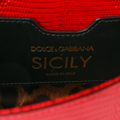 Dolce & Gabbana Stampa Iguana Crystal Mini Miss Sicily Satchel Red 5 of 7