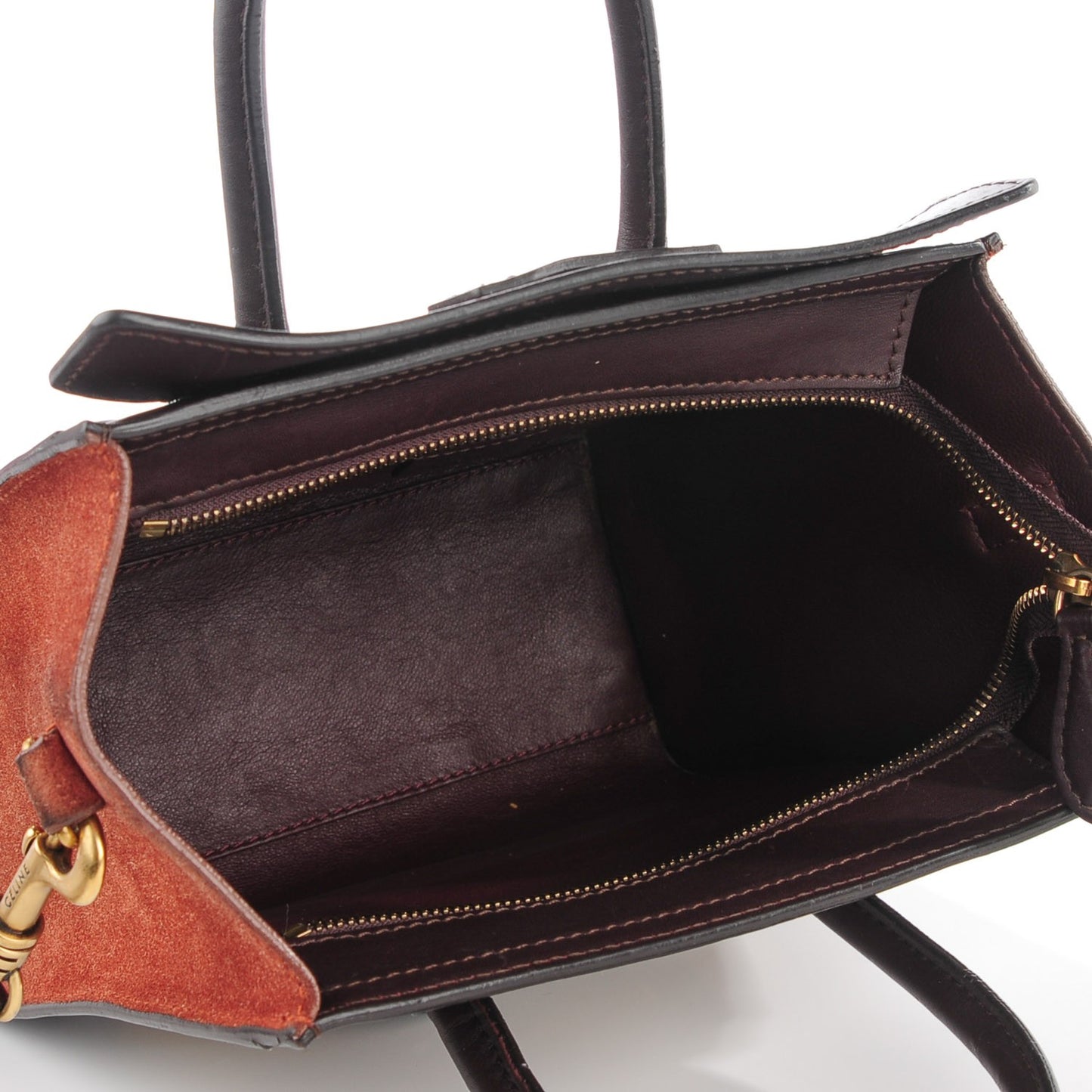 Smooth Calfskin Suede Nano Tri-Color Luggage Beige