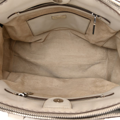 Prada City Calf Small Hand Stitched Galleria Double Zip Tote White 5 of 17