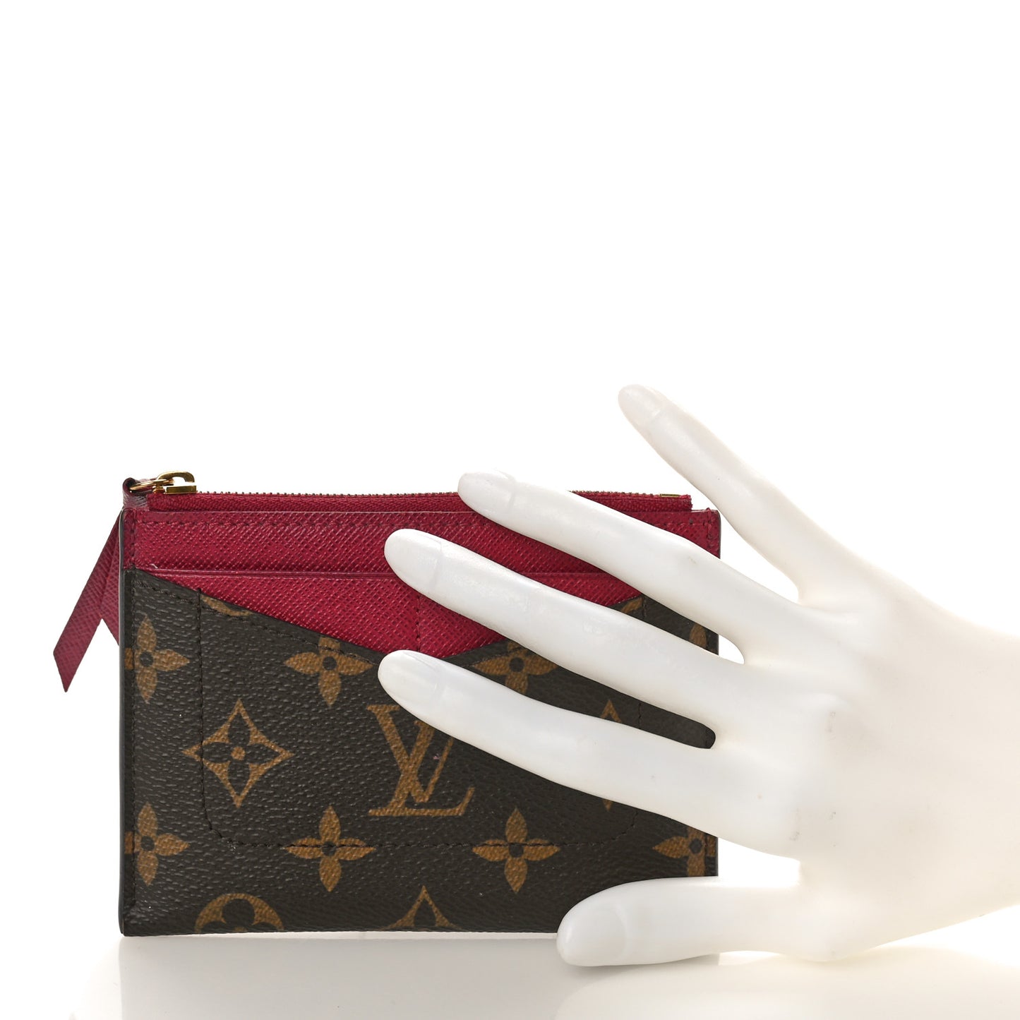 Monogram Zipped Card Holder Fuchsia