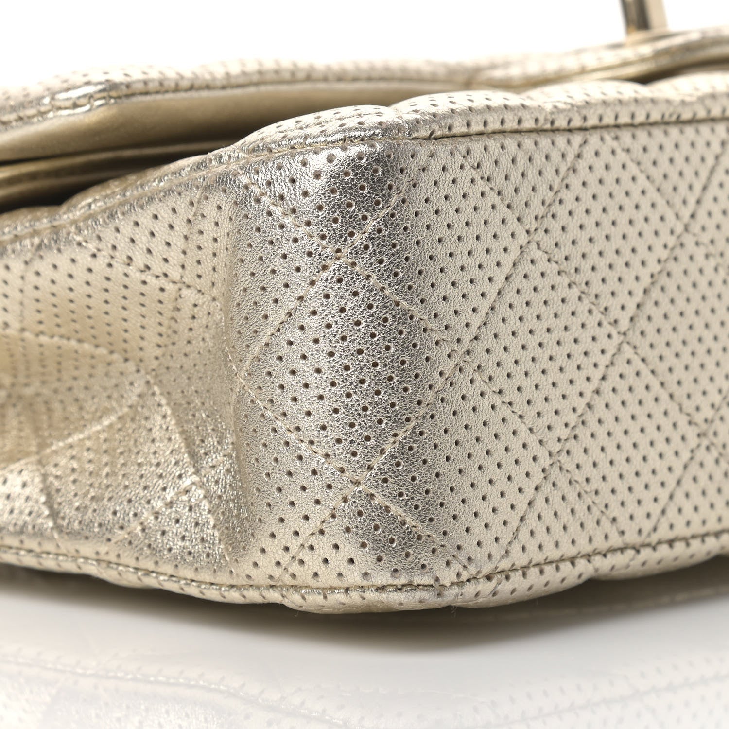 Chanel Metallic Lambskin Perforated Medium Double Flap Gold 8 of 12