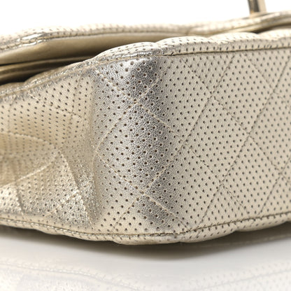 Chanel Metallic Lambskin Perforated Medium Double Flap Gold 8 of 12