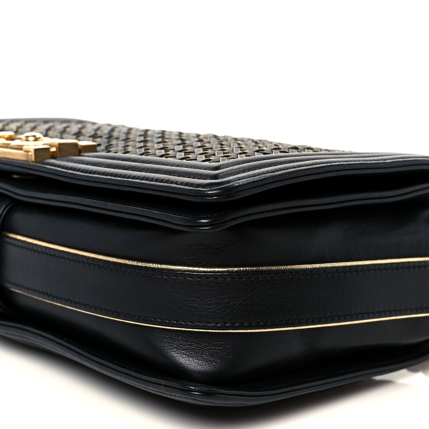 Braided Sheepskin New Medium Boy Flap Black Gold