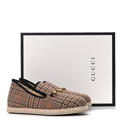Gucci Wool Tweed Plaid Houndstooth Mens Fria Horsebit Loafers 7 Mahogany Black 8 of 8