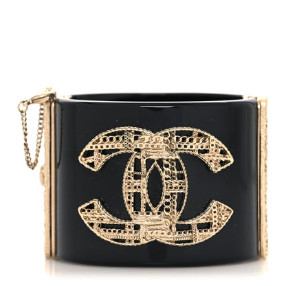 Chanel Resin Tweed Effect CC Cuff Black 1 of 4