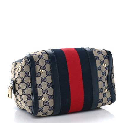 Gucci Monogram Vintage Web Small Boston Navy 4 of 12