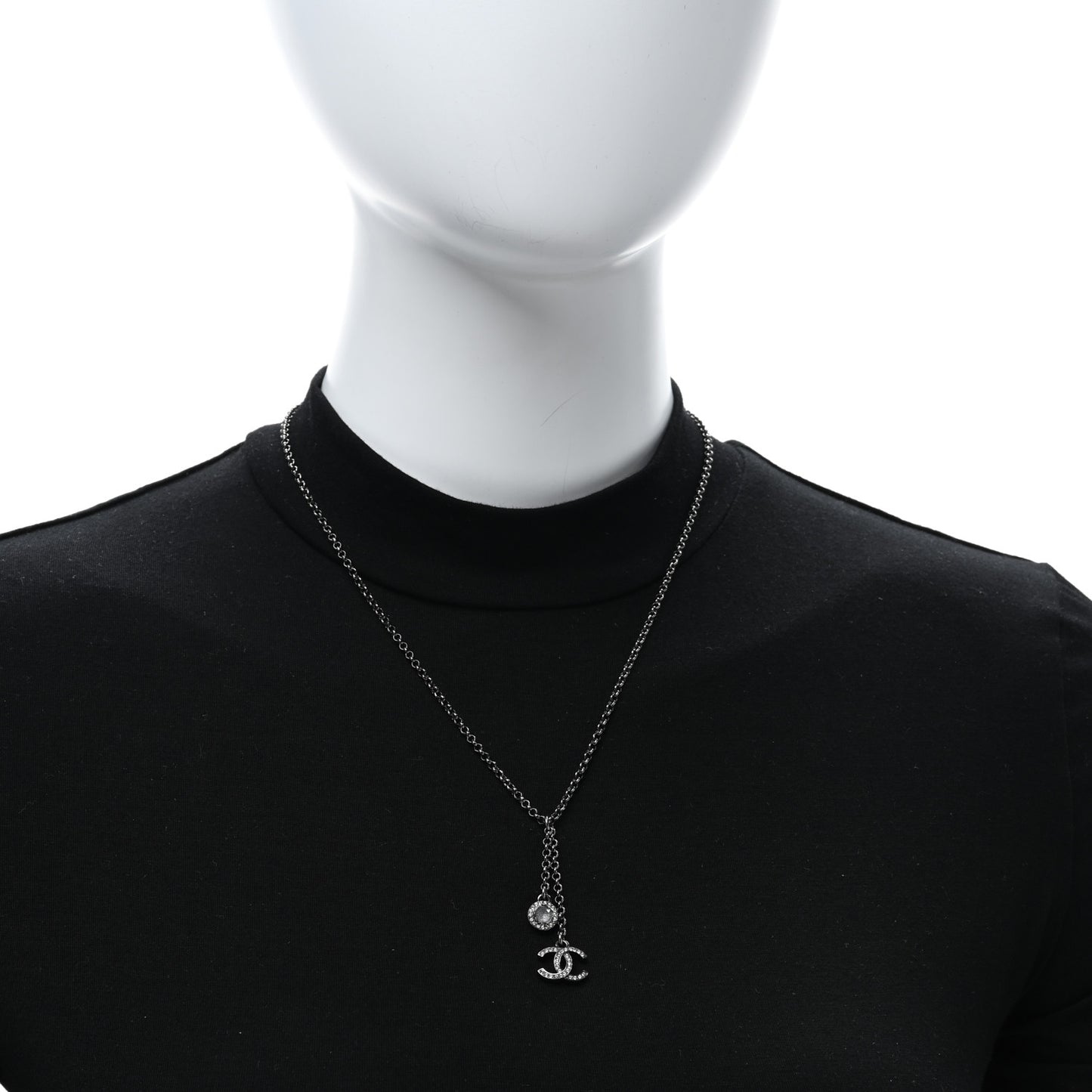 Ruthenium Crystal CC Drop Necklace Black