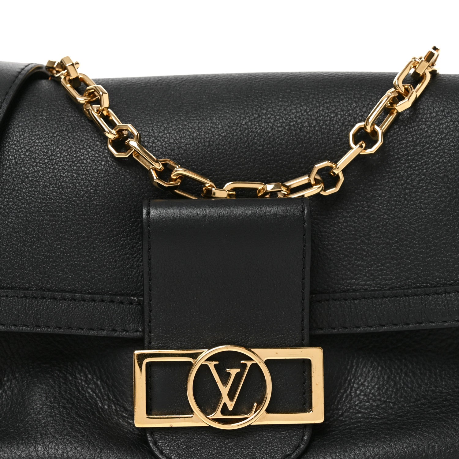 Louis Vuitton Smooth Calfskin Soft Dauphine MM Black 7 of 9