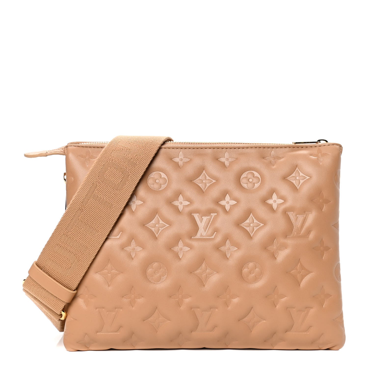 Louis Vuitton Lambskin Embossed Monogram Coussin PM Camel 1 of 5