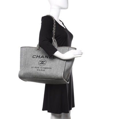 Chanel Woven Straw Raffia Medium Deauville Tote Grey 2 of 10
