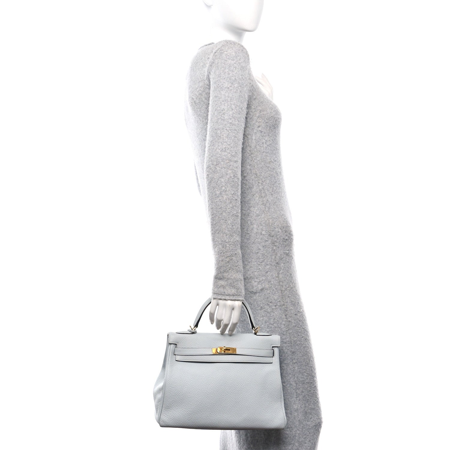 Hermes Taurillon Clemence Kelly Retourne 32 Bleu Pale 2 of 10