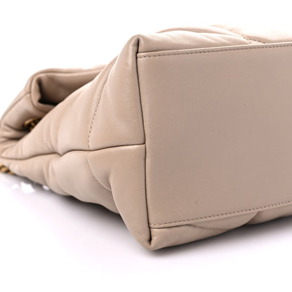 Saint Laurent Lambskin Quilted Medium Loulou Puffer Monogram Chain Satchel Dark Beige 9 of 12