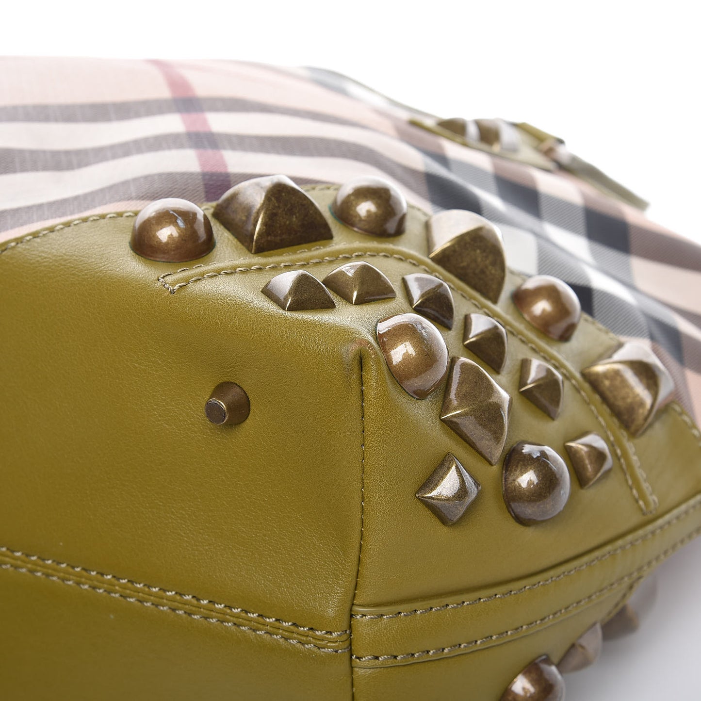 Nova Check Mega Stud Nickie Tote Green