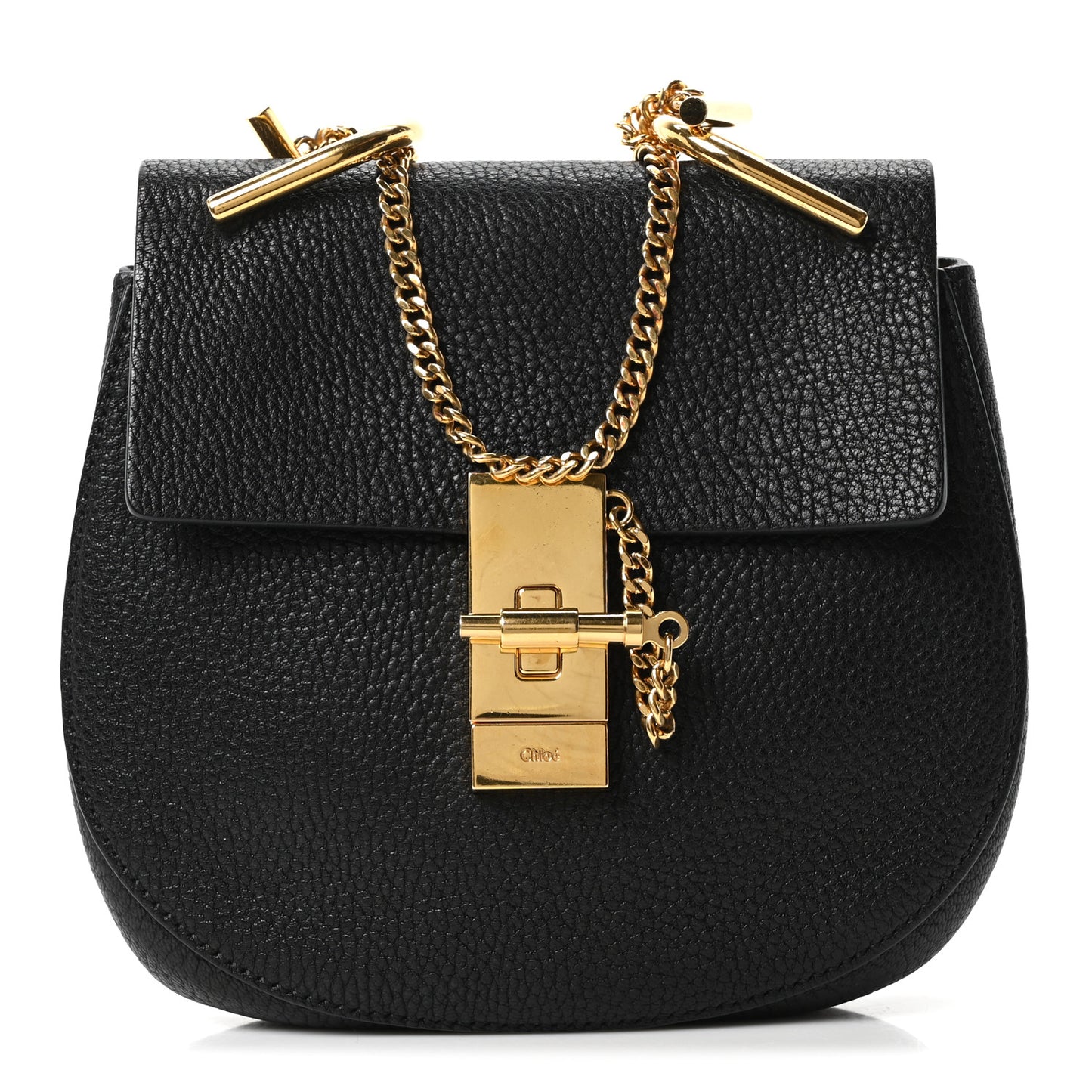Grained Lambskin Mini Drew Shoulder Bag Black