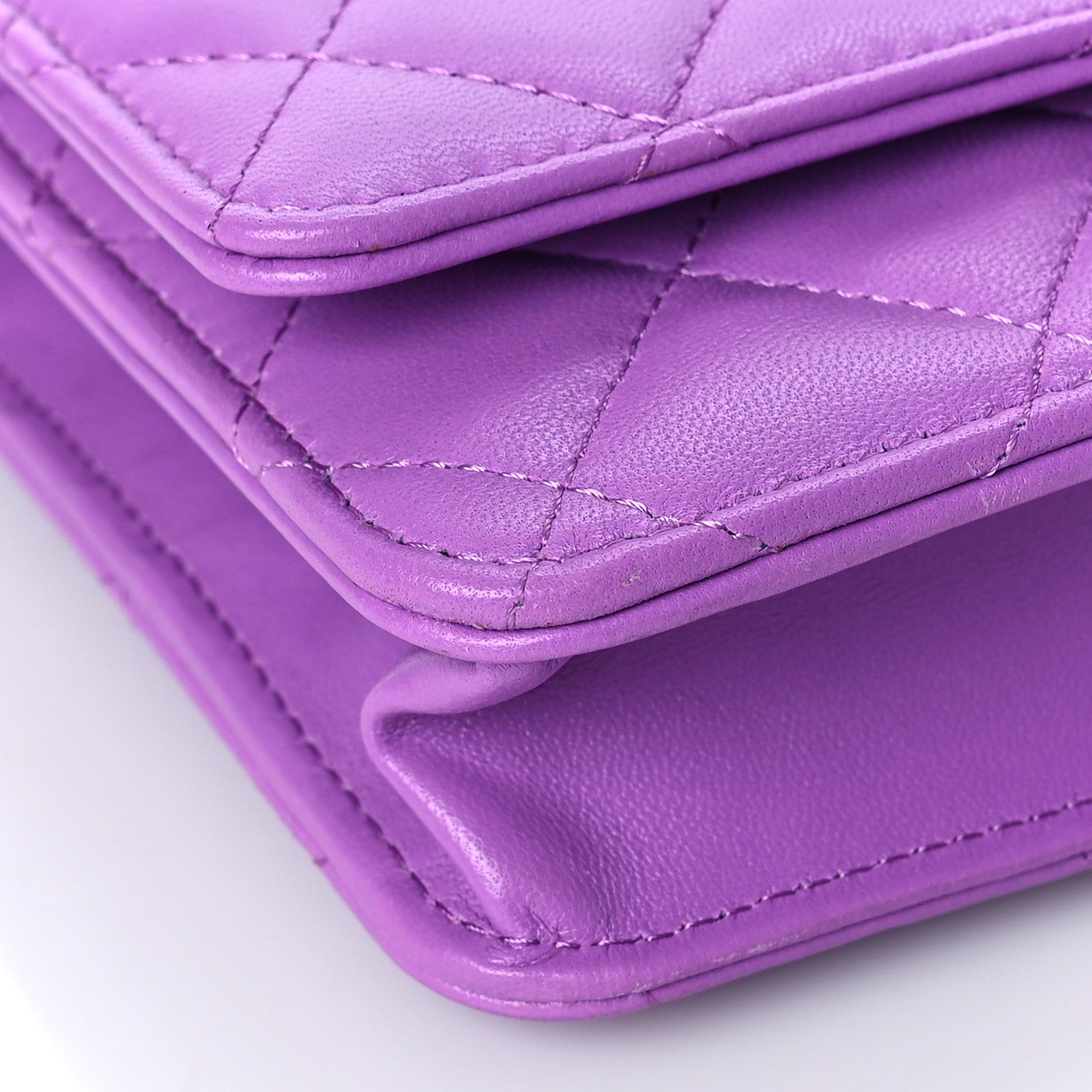 Chanel Lambskin Quilted Wallet On Chain WOC Light Purple 9 of 11