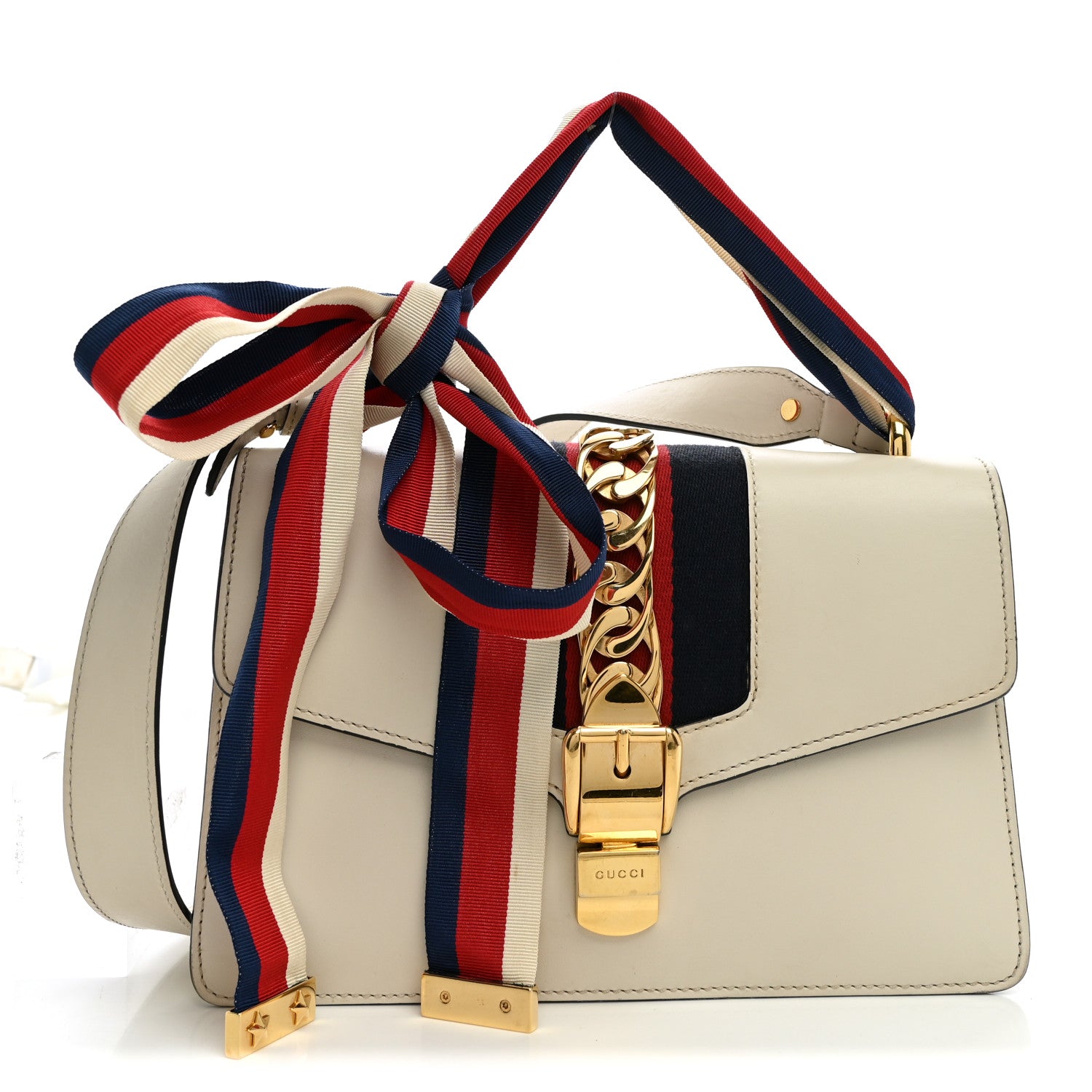 Gucci Calfskin Small Sylvie Shoulder Bag Off White 1 of 13