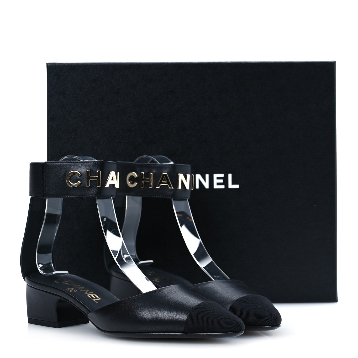Chanel Lambskin Grosgrain Cap Toe Logo Ankle Strap Pumps 36.5 Black 12 of 12