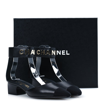 Chanel Lambskin Grosgrain Cap Toe Logo Ankle Strap Pumps 36.5 Black 12 of 12