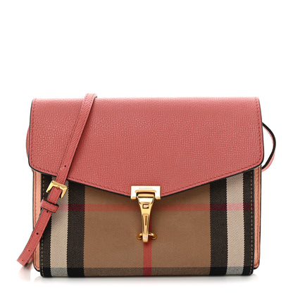 Burberry Derby Calfskin House Check Small Macken Crossbody Bag Copper Pink 1 of 15