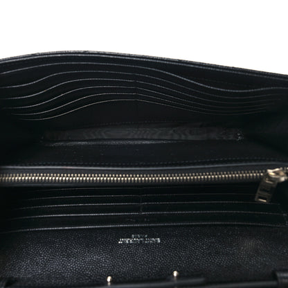Saint Laurent Grain De Poudre Matelasse Chevron Monogram Chain Wallet Black 6 of 11