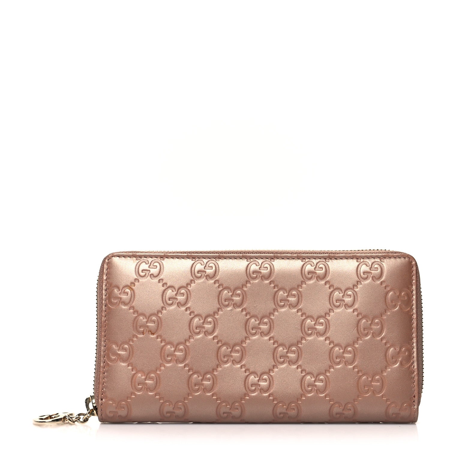 Gucci Metallic Guccissima Lovely Zip Around Wallet Pink 1 of 10