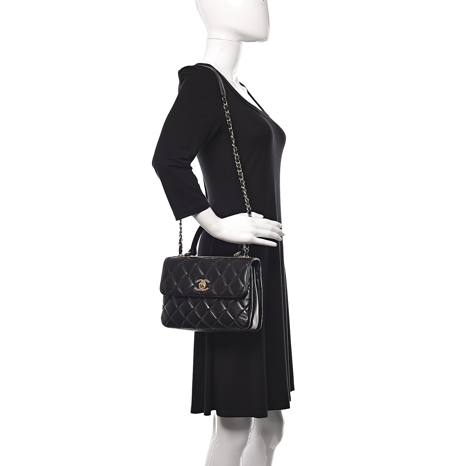 Chanel Lambskin Quilted Small Trendy CC Dual Handle Flap Bag Black 2 of 11