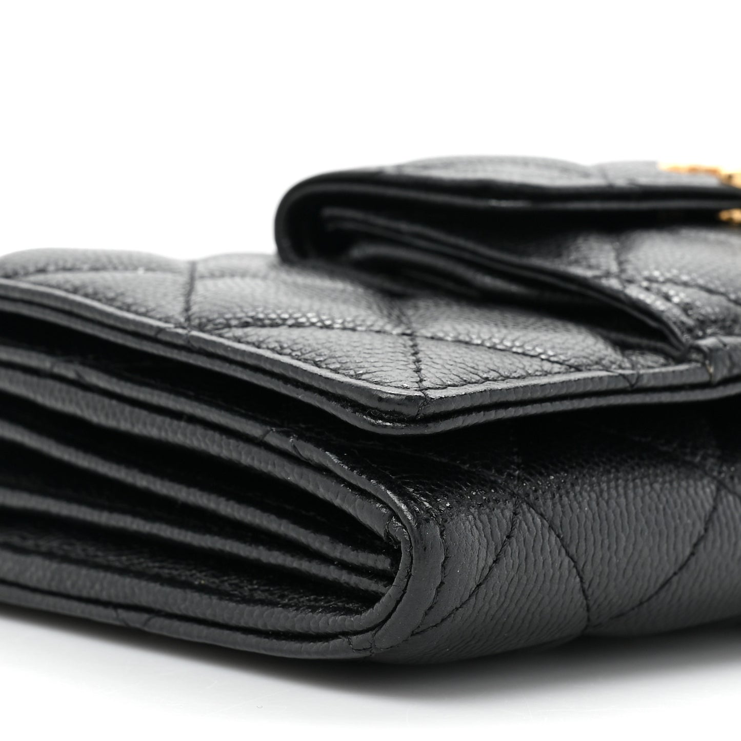 Caviar Quilted Pocket Twins Wallet On Chain WOC Black