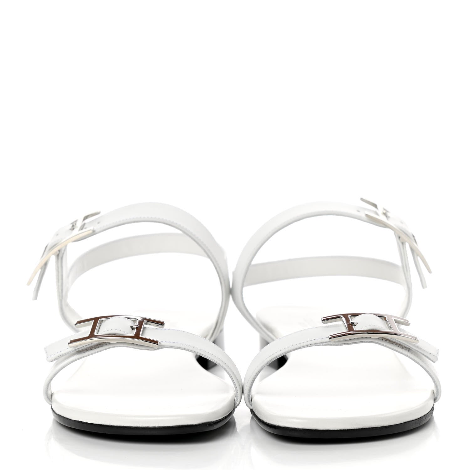 Hermes Calfskin Cristal Sandals 38 White 2 of 8