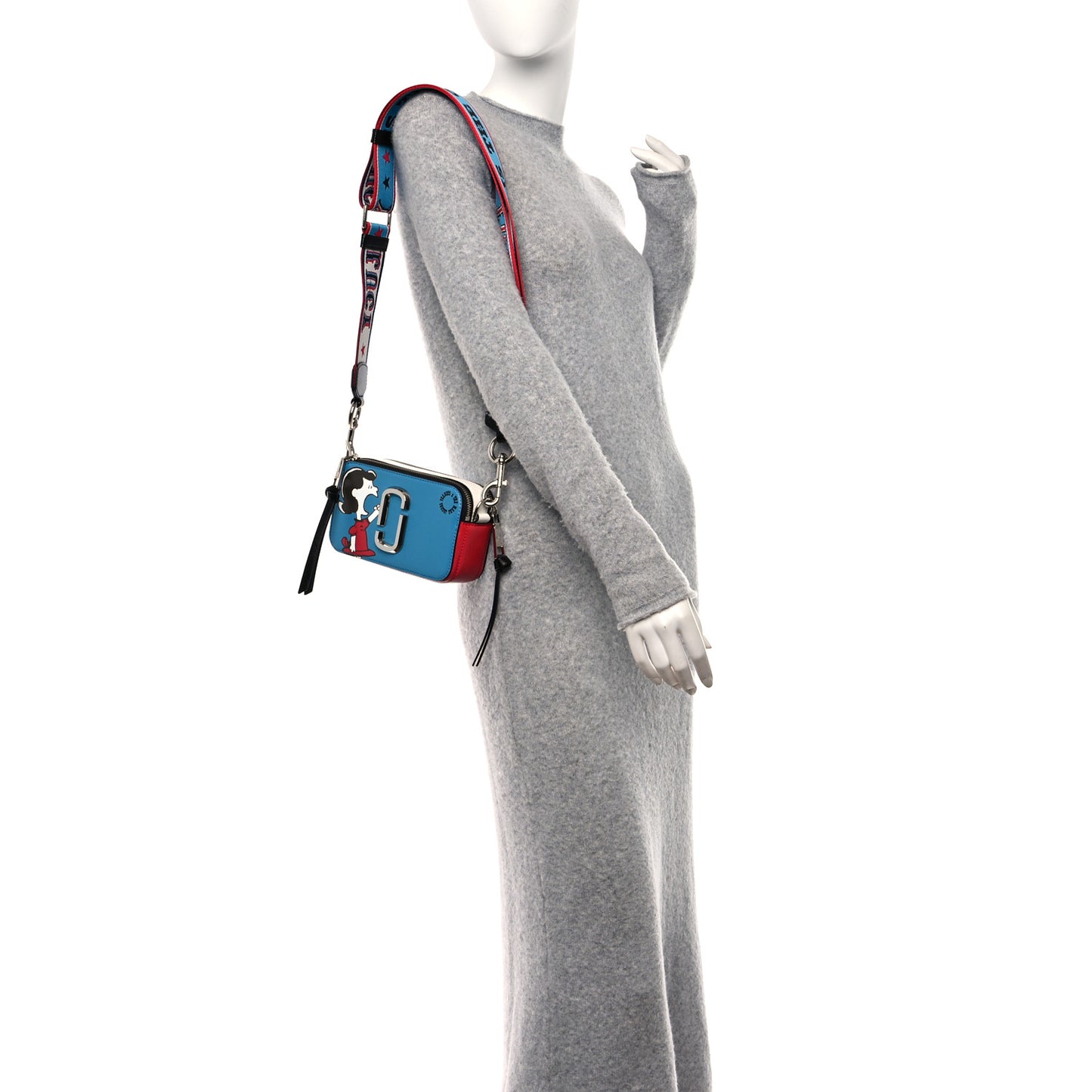 X Peanuts Saffiano Small Lucy Snapshot Camera Bag Blue Multi