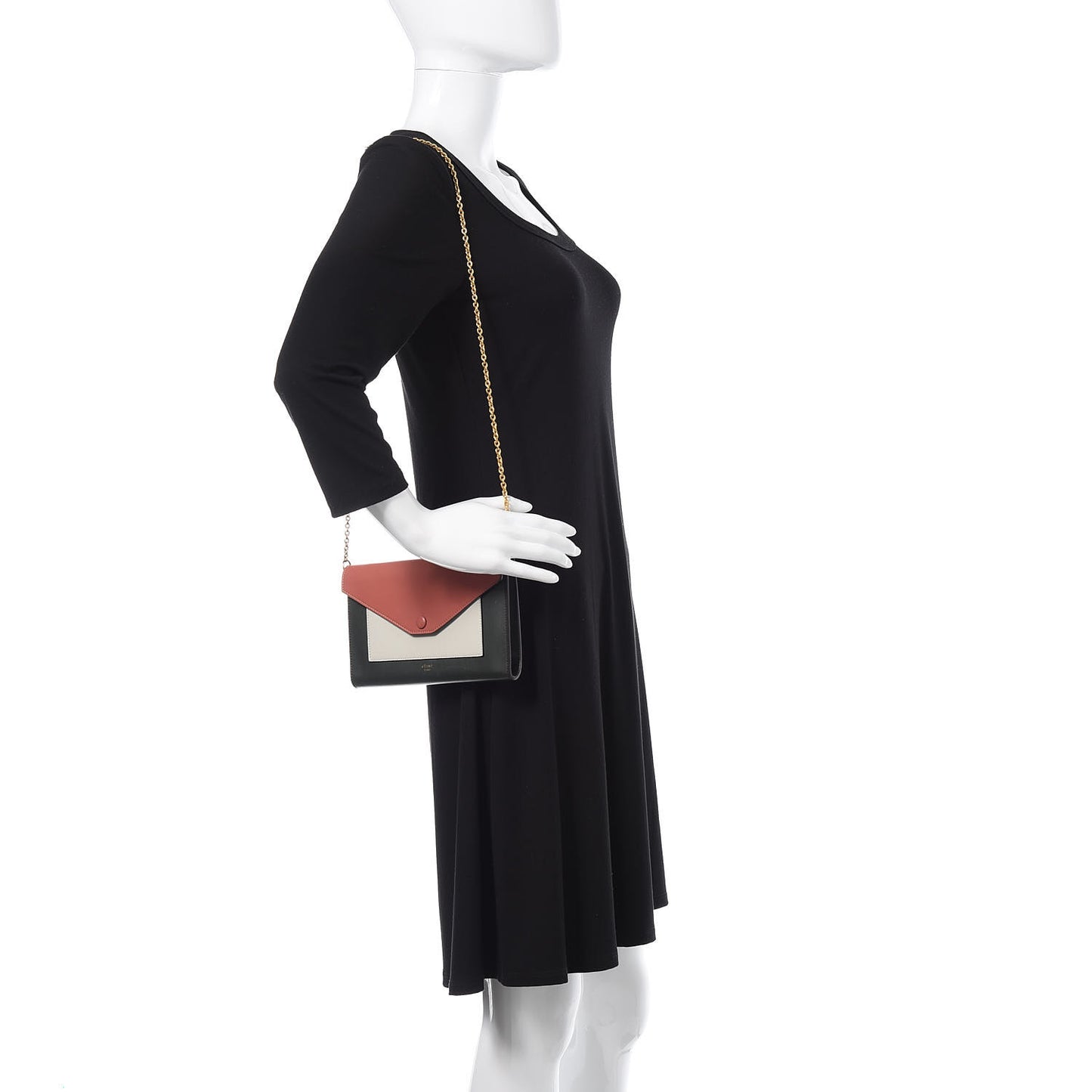 Shiny Calfskin Clutch On A Chain Multicolor