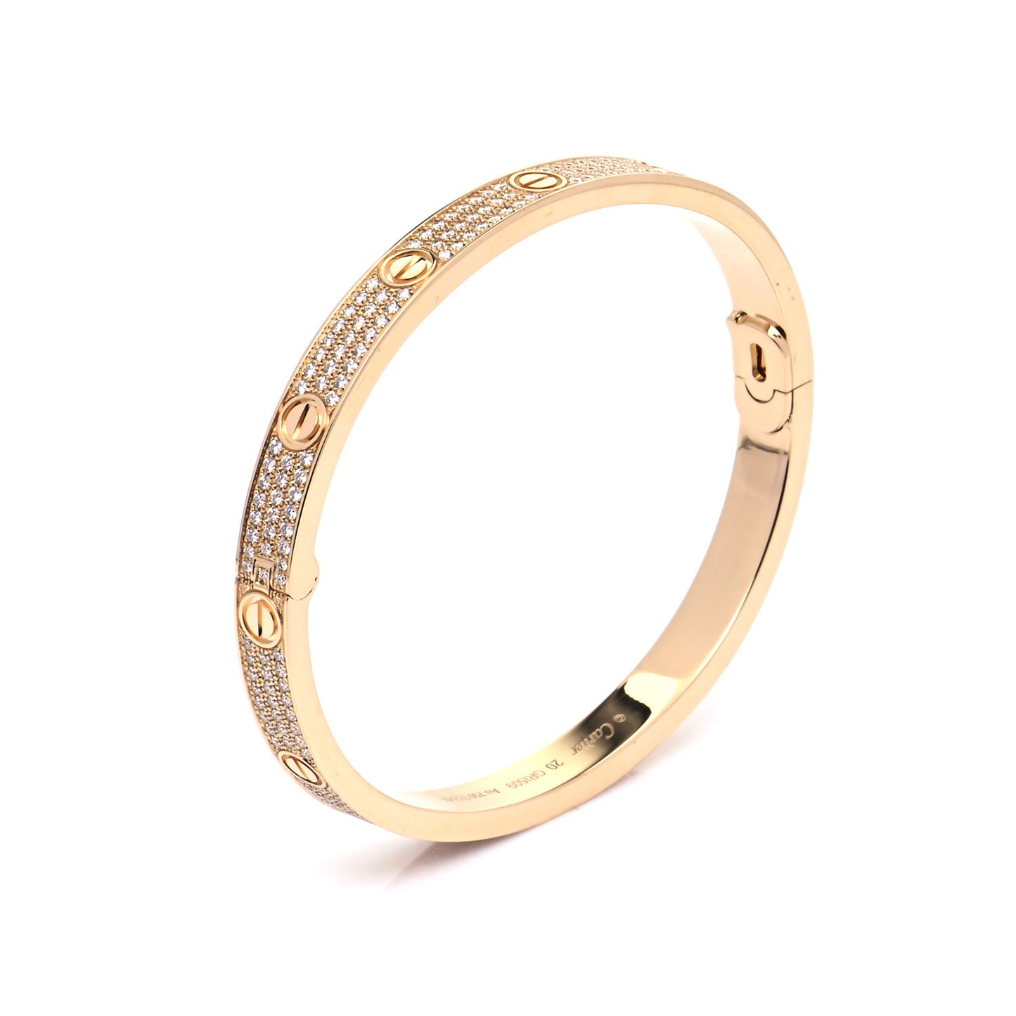 18K Yellow Gold Diamond LOVE Paved Bracelet 20