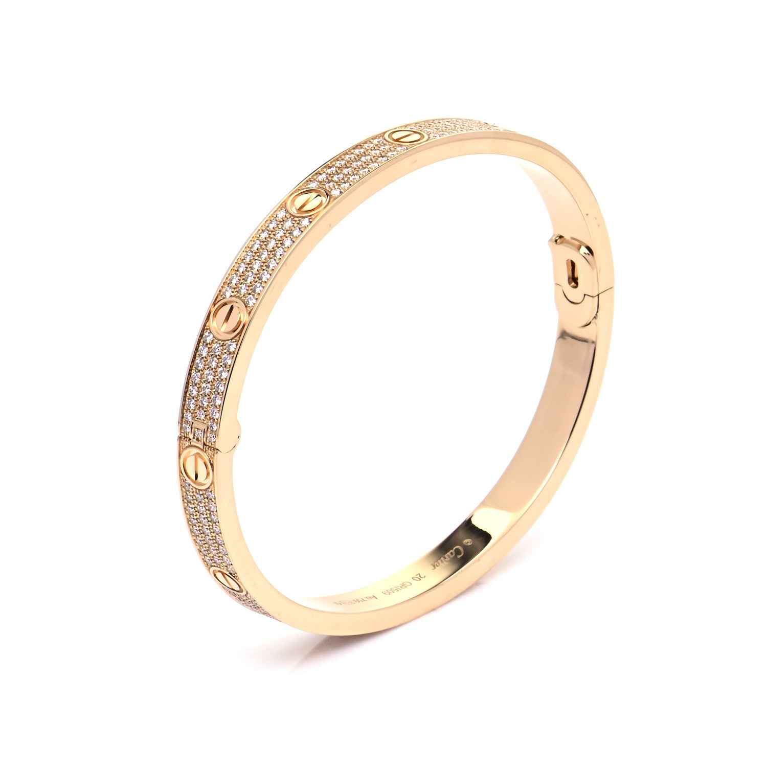 Cartier 18K Yellow Gold Diamond LOVE Paved Bracelet 20 5 of 9