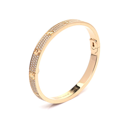 Cartier 18K Yellow Gold Diamond LOVE Paved Bracelet 20 5 of 9
