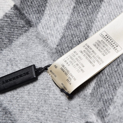 Burberry Cashmere Giant Check Fringe Scarf Pale Grey 6 of 6