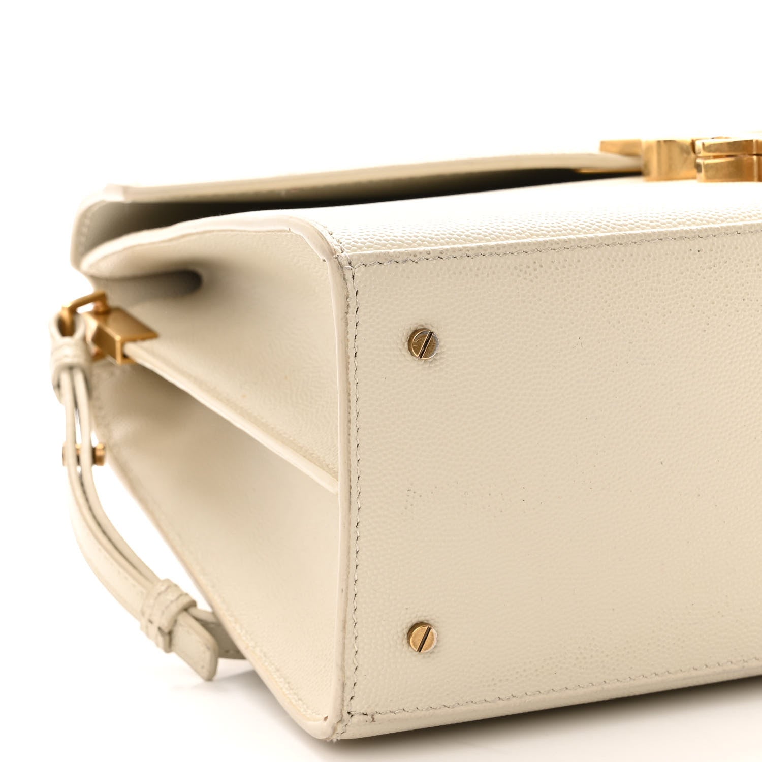 Saint Laurent Smooth Calfskin Medium Classic Monogram Cassandra Top Handle Crema Soft Rouge Legion 9 of 15
