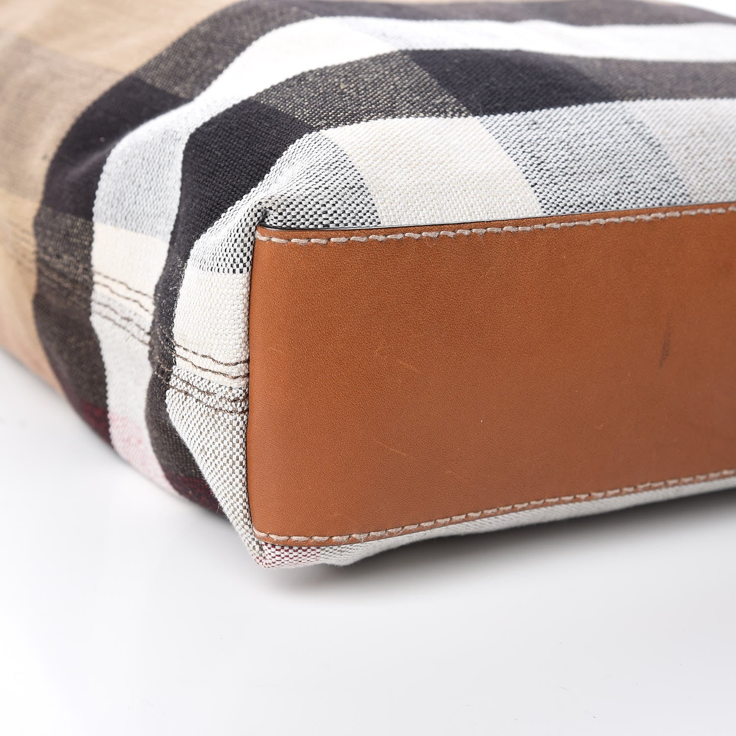 Burberry Canvas Mega Check Medium Tottenham Brit Tote Saddle Brown 9 of 16