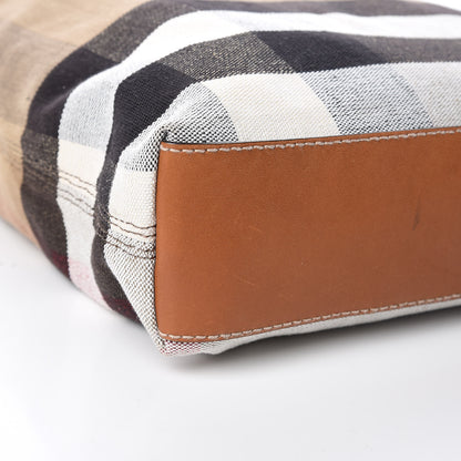 Burberry Canvas Mega Check Medium Tottenham Brit Tote Saddle Brown 9 of 16