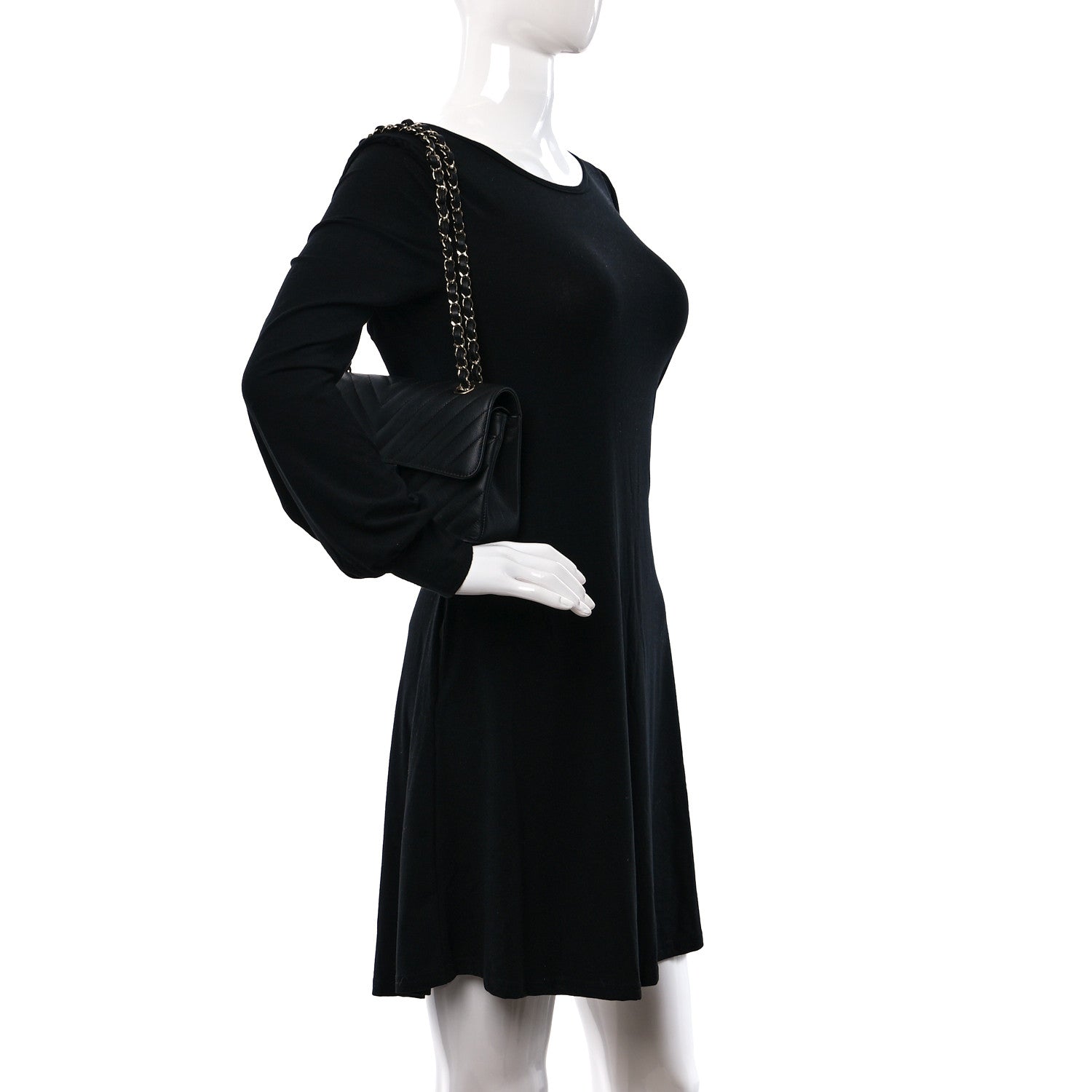 Chanel Caviar Chevron Quilted Small Double Flap Black 2 of 11