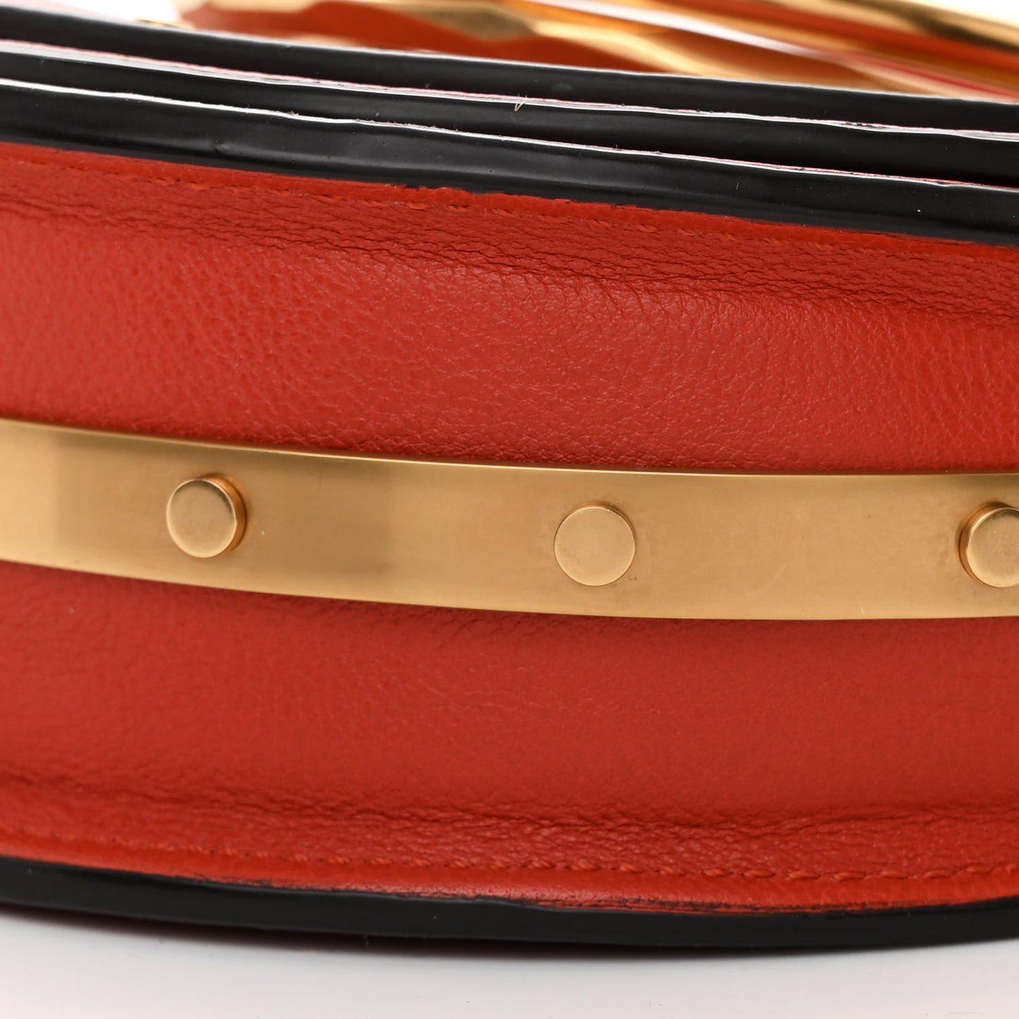 Calfskin Small Nile Bracelet Minaudiere Bag Earthy Red