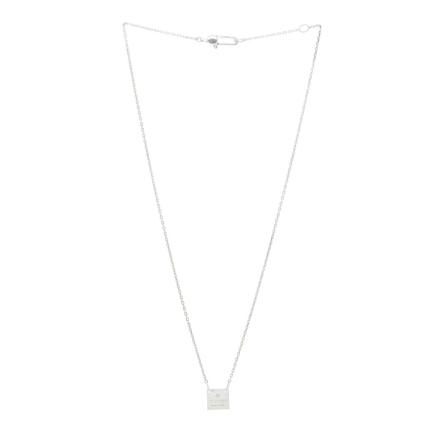 Sterling Silver Trademark Logo Square Pendant Necklace
