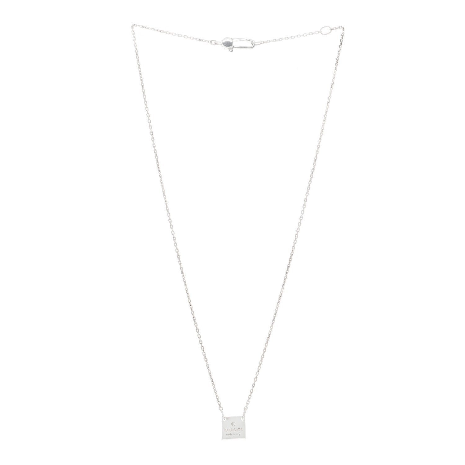 Gucci Sterling Silver Trademark Logo Square Pendant Necklace 2 of 3