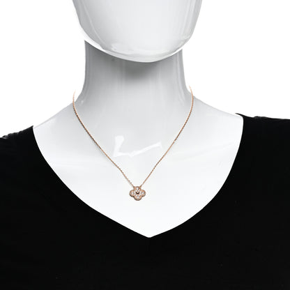Van Cleef & Arpels 18K Rose Gold Diamond Vintage Alhambra Pendant Necklace 2 of 6