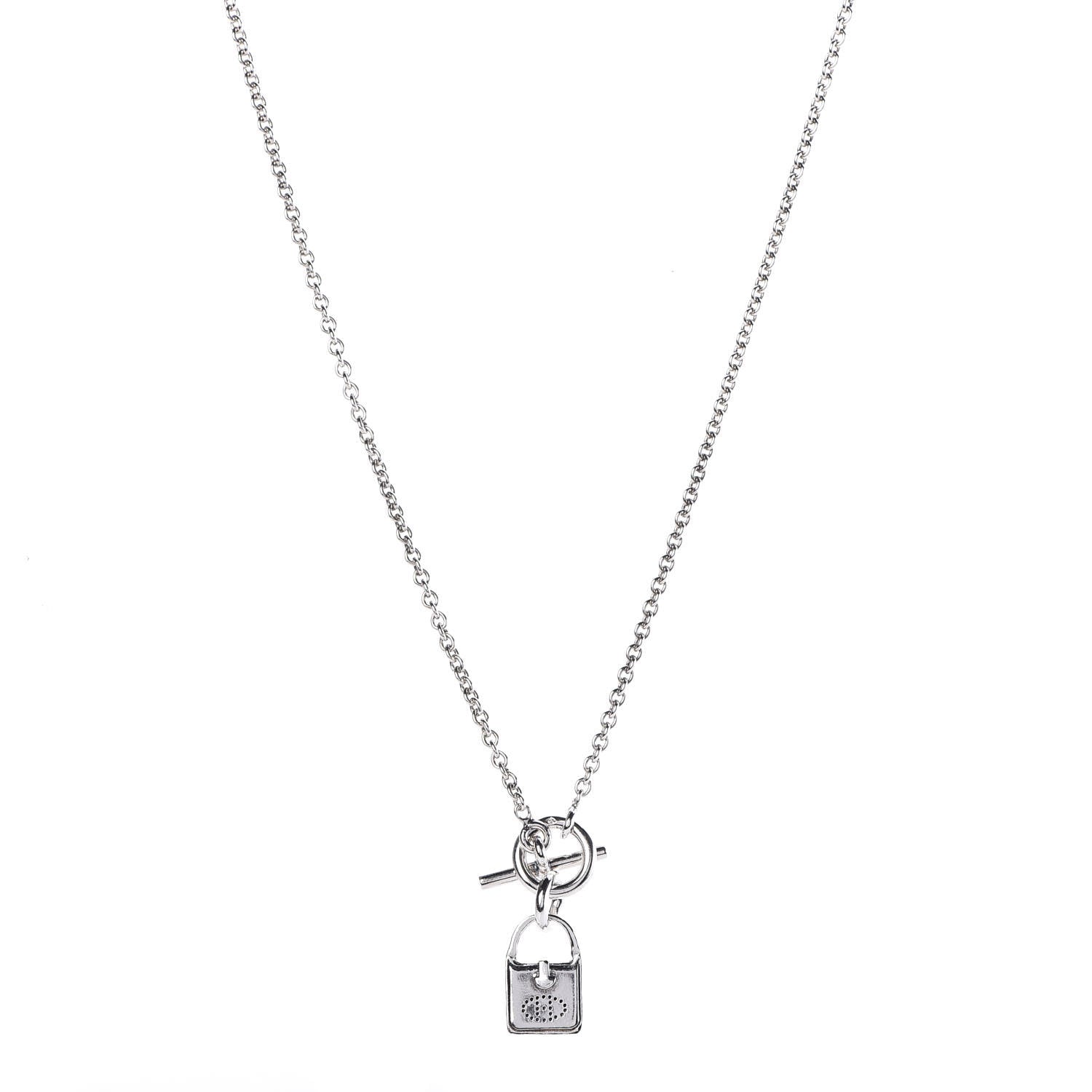 Hermes Sterling Silver Evelyne Charm Pendant Necklace 1 of 5
